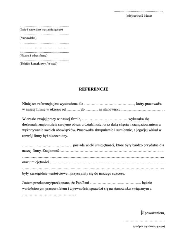 Jak napisać referencje dla pracownika: Krok po kroku + wzory Jak napisać referencje dla pracownika: Krok po kroku + wzory